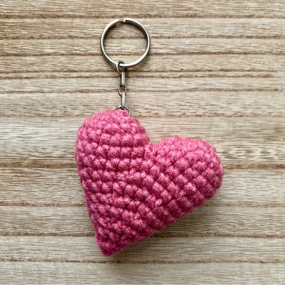 Crochet Pink Heart Valentine’s Day Keychain